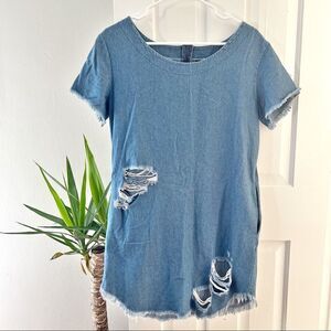 RedFox Distressed Denim Mini Dress